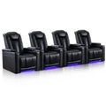 35.4'' Wide Modern Faux Leather Power Recliner Home Theater Individual Seat with Cup Holders