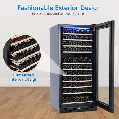 133 Bottles Wine Cooler/Cabinet Beverage Refrigerator, Built-In or Freestanding Fridge, Wine Cooler Refrigerator for Home, Kitchen, Office