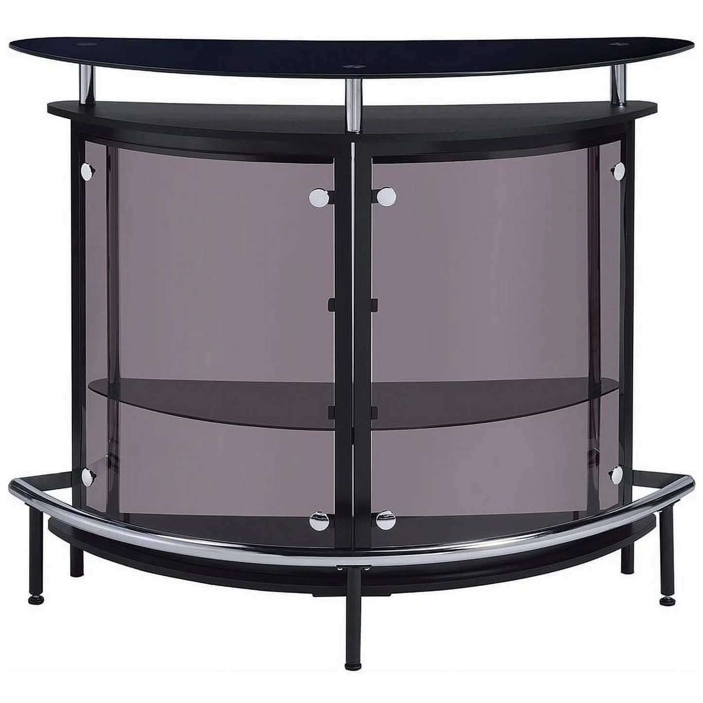 Contemporary Glass Home Bar in Black and Chrome