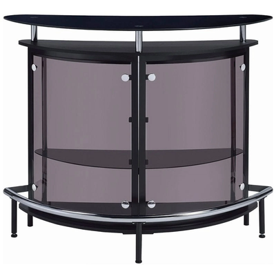 Contemporary Glass Home Bar in Black and Chrome