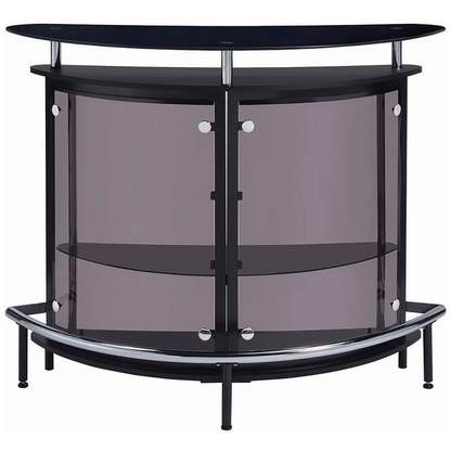 Contemporary Glass Home Bar in Black and Chrome