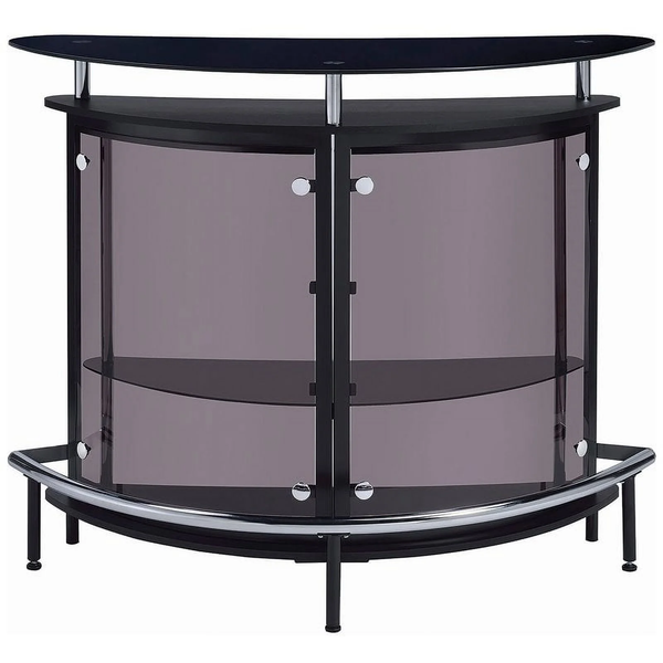 Contemporary Glass Home Bar in Black and Chrome