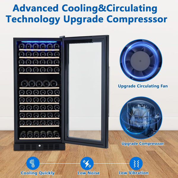 133 Bottles Wine Cooler/Cabinet Beverage Refrigerator, Built-In or Freestanding Fridge, Wine Cooler Refrigerator for Home, Kitchen, Office