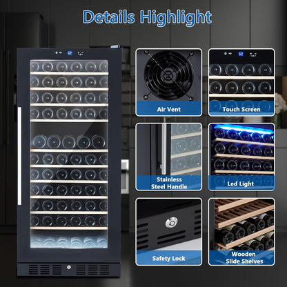 133 Bottles Wine Cooler/Cabinet Beverage Refrigerator, Built-In or Freestanding Fridge, Wine Cooler Refrigerator for Home, Kitchen, Office