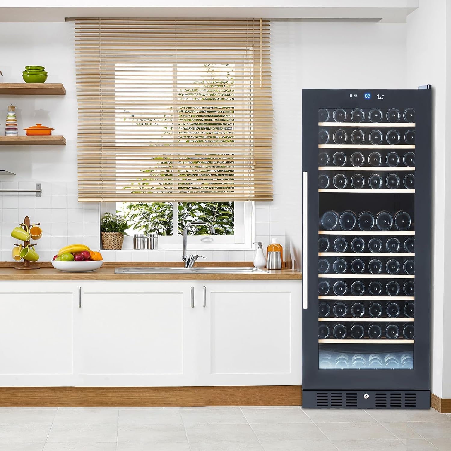 133 Bottles Wine Cooler/Cabinet Beverage Refrigerator, Built-In or Freestanding Fridge, Wine Cooler Refrigerator for Home, Kitchen, Office