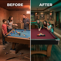 Edgewood 84 In. Pool Table with Accessories — Before & After