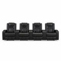 36.22" W Luxury Individual Seat Top Faux Leather Home Theater Seat Recliners Quadruple Seat with USB & Dual Cup Holders & Arm Storage (Set of 4)